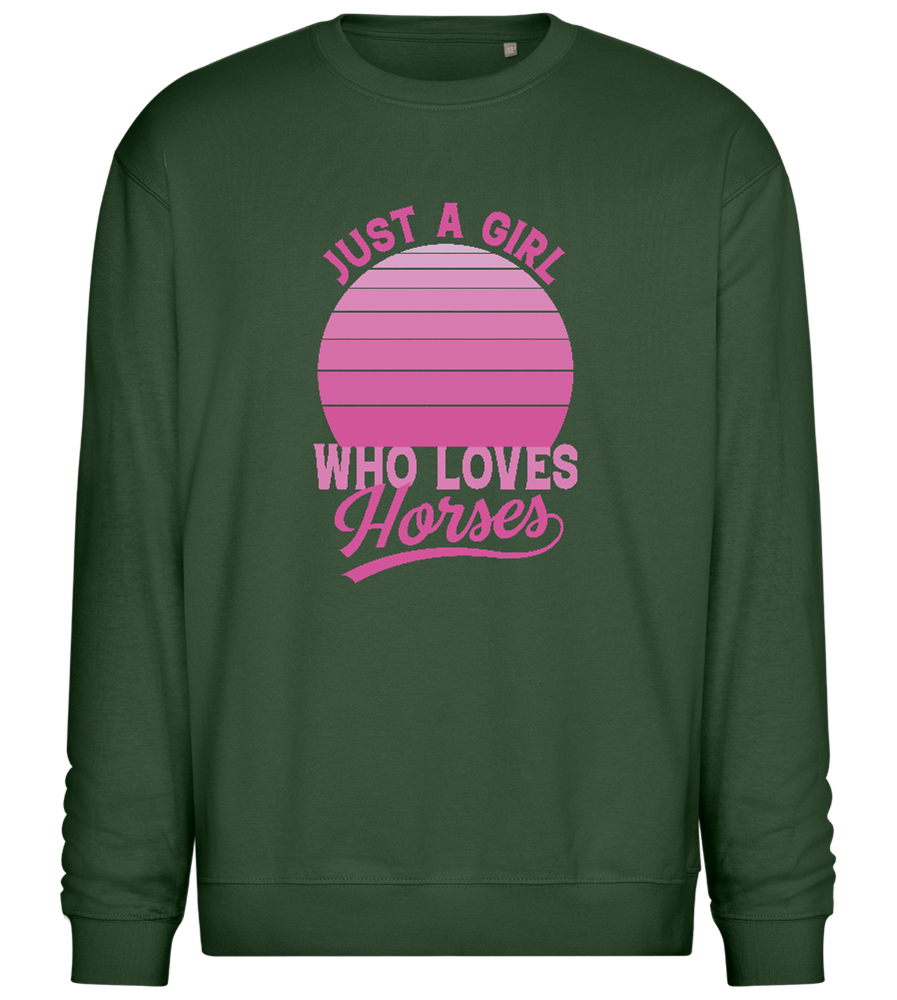 Just a Girl Who Loves Horses Design - Comfort Essential Unisex Sweater_GREEN BOTTLE_front