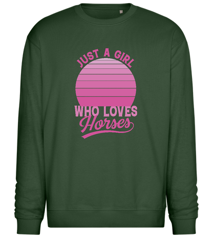 Just a Girl Who Loves Horses Design - Comfort Essential Unisex Sweater_GREEN BOTTLE_front