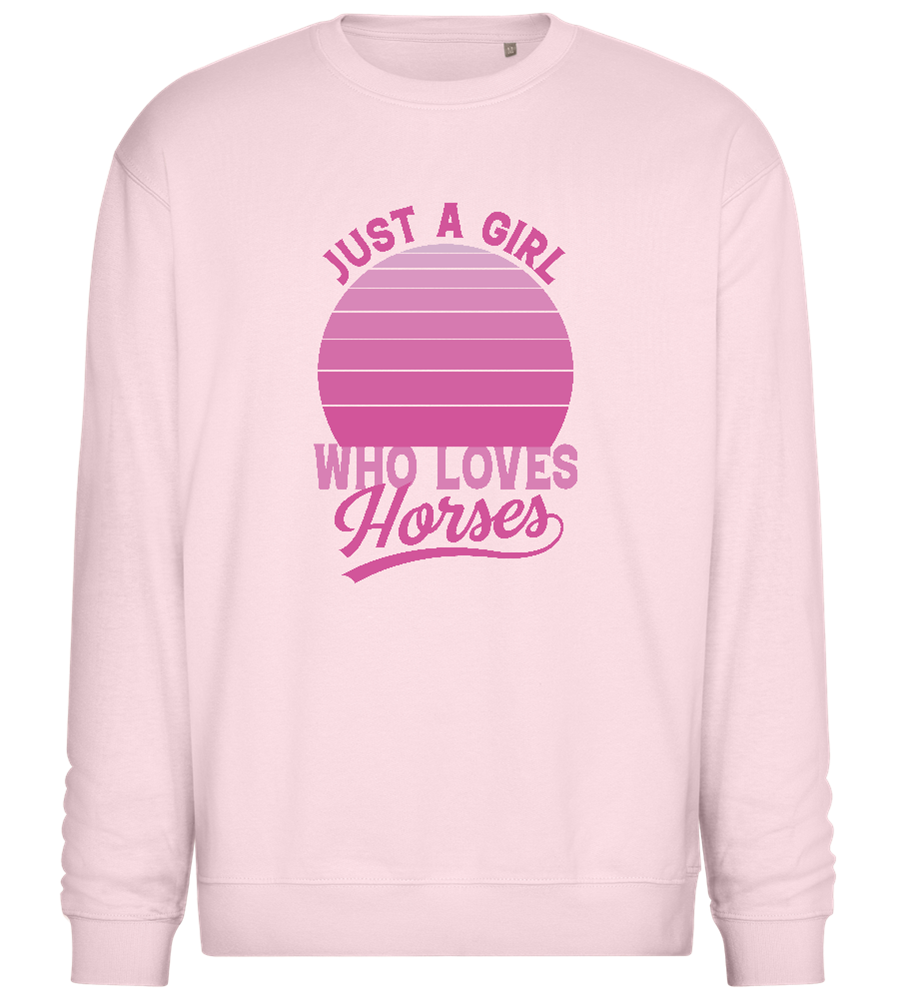 Just a Girl Who Loves Horses Design - Comfort Essential Unisex Sweater_LIGHT PEACH ROSE_front