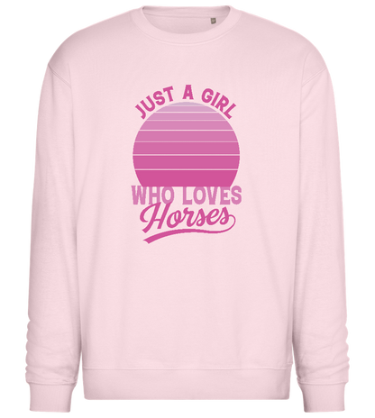 Just a Girl Who Loves Horses Design - Comfort Essential Unisex Sweater_LIGHT PEACH ROSE_front