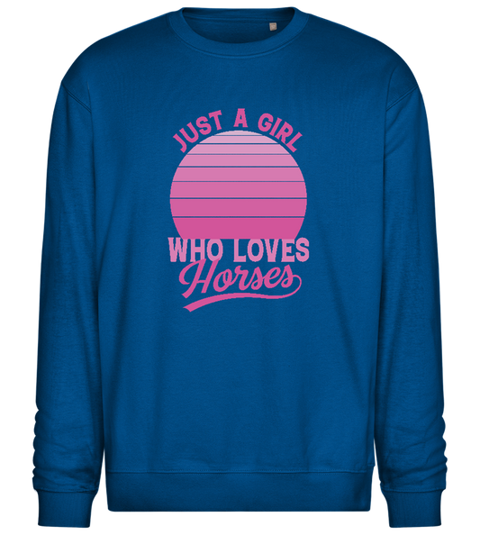 Just a Girl Who Loves Horses Design - Comfort Essential Unisex Sweater_ROYAL_front