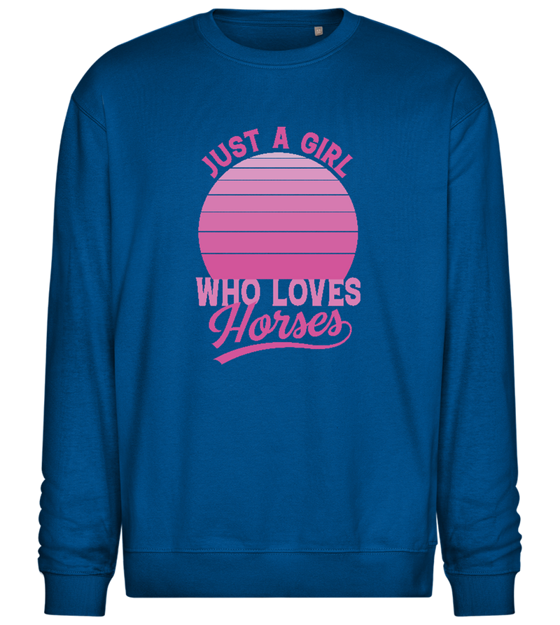 Just a Girl Who Loves Horses Design - Comfort Essential Unisex Sweater_ROYAL_front