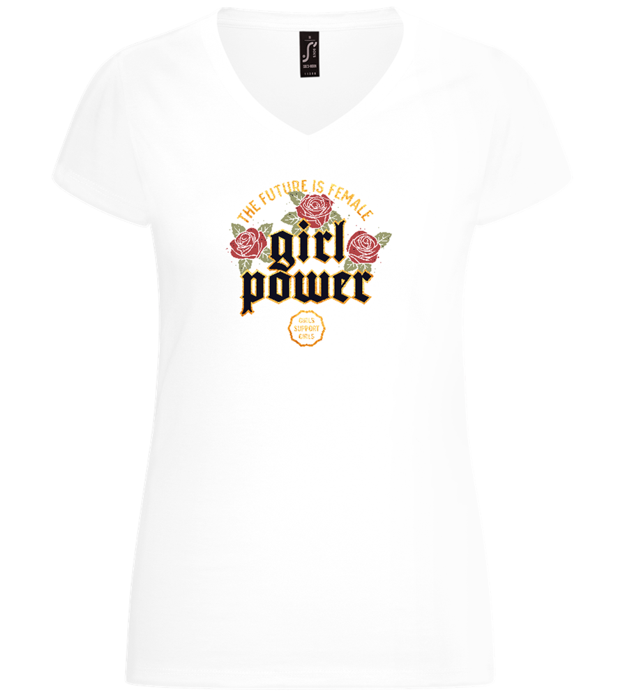 Girls Support Girls Design - Basic women's v-neck t-shirt_WHITE_front