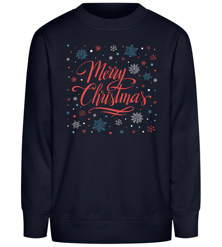 Merry Christmas Snowflakes Design - Comfort Kids Sweater_FRENCH NAVY_front