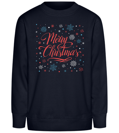 Merry Christmas Snowflakes Design - Comfort Kids Sweater_FRENCH NAVY_front