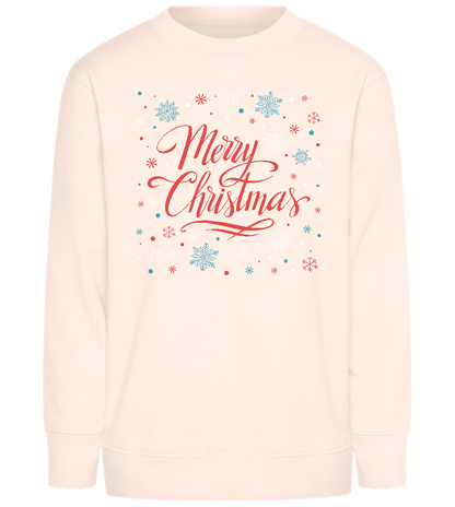 Merry Christmas Snowflakes Design - Comfort Kids Sweater_LIGHT PEACH ROSE_front