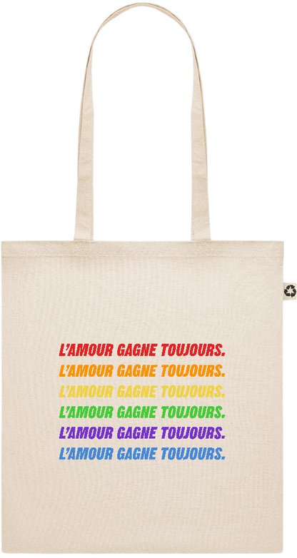 L'amour Gagne Toujours Design - Recycled cotton shopping bag_BEIGE_front