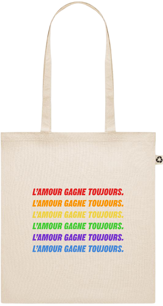 L'amour Gagne Toujours Design - Recycled cotton shopping bag_BEIGE_front