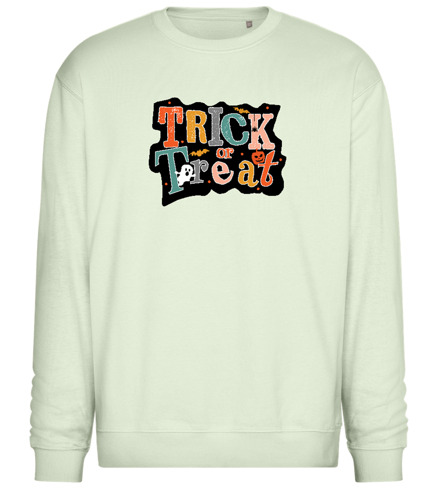 Spooky Trick or Treat Design - Comfort Essential Unisex Sweater_CREAMY GREEN_front