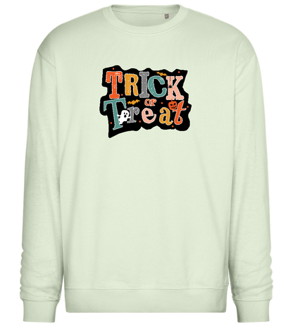 Spooky Trick or Treat Design - Comfort Essential Unisex Sweater_CREAMY GREEN_front