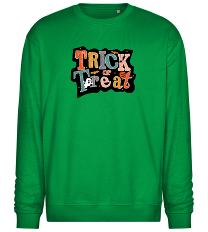 Spooky Trick or Treat Design - Comfort Essential Unisex Sweater_MEADOW GREEN_front