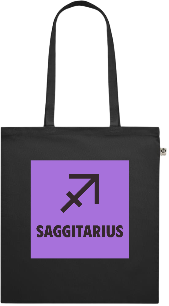 Zodiac Saggitarius Design - Premium colored organic cotton shopping bag_BLACK_front