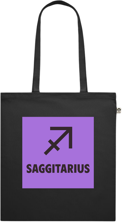 Zodiac Saggitarius Design - Premium colored organic cotton shopping bag_BLACK_front