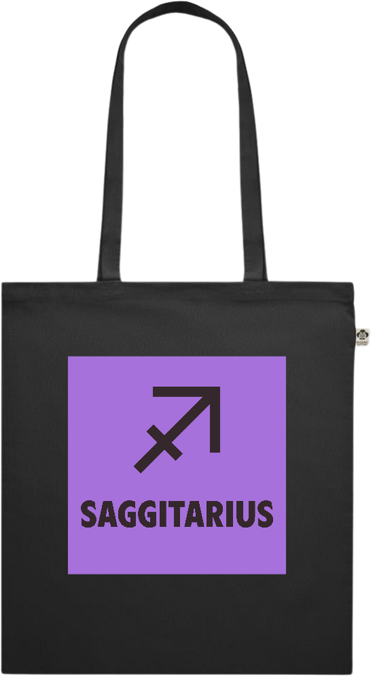 Zodiac Saggitarius Design - Premium colored organic cotton shopping bag_BLACK_front