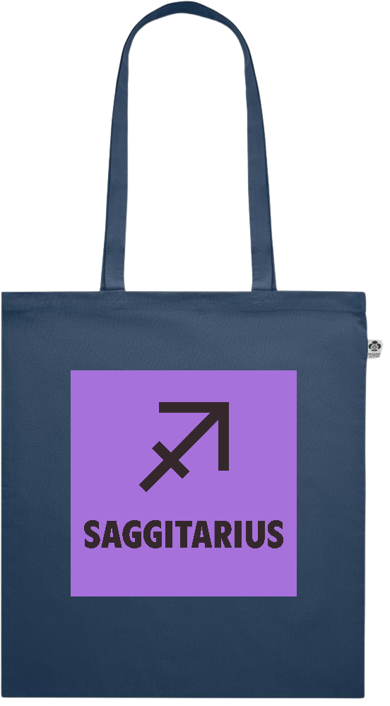 Zodiac Saggitarius Design - Premium colored organic cotton shopping bag_BLUE_front