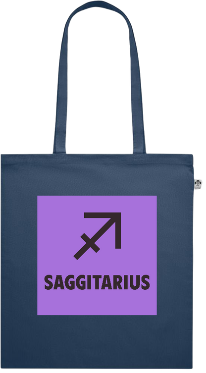 Zodiac Saggitarius Design - Premium colored organic cotton shopping bag_BLUE_front