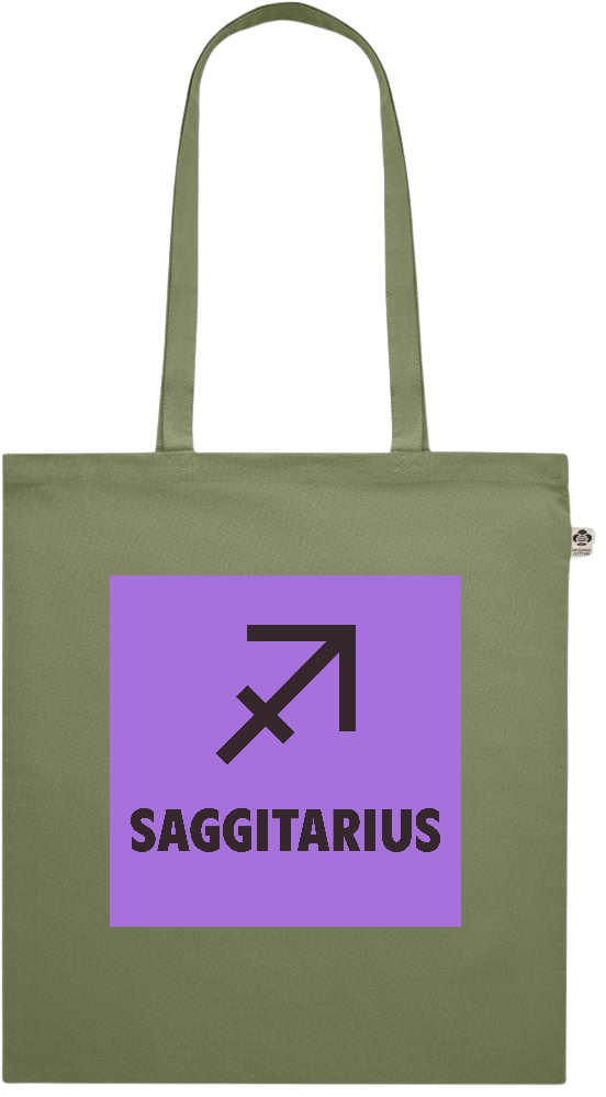 Zodiac Saggitarius Design - Premium colored organic cotton shopping bag_GREEN_front