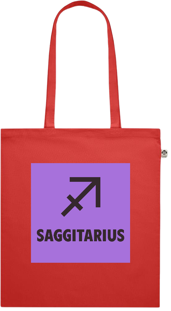 Zodiac Saggitarius Design - Premium colored organic cotton shopping bag_RED_front