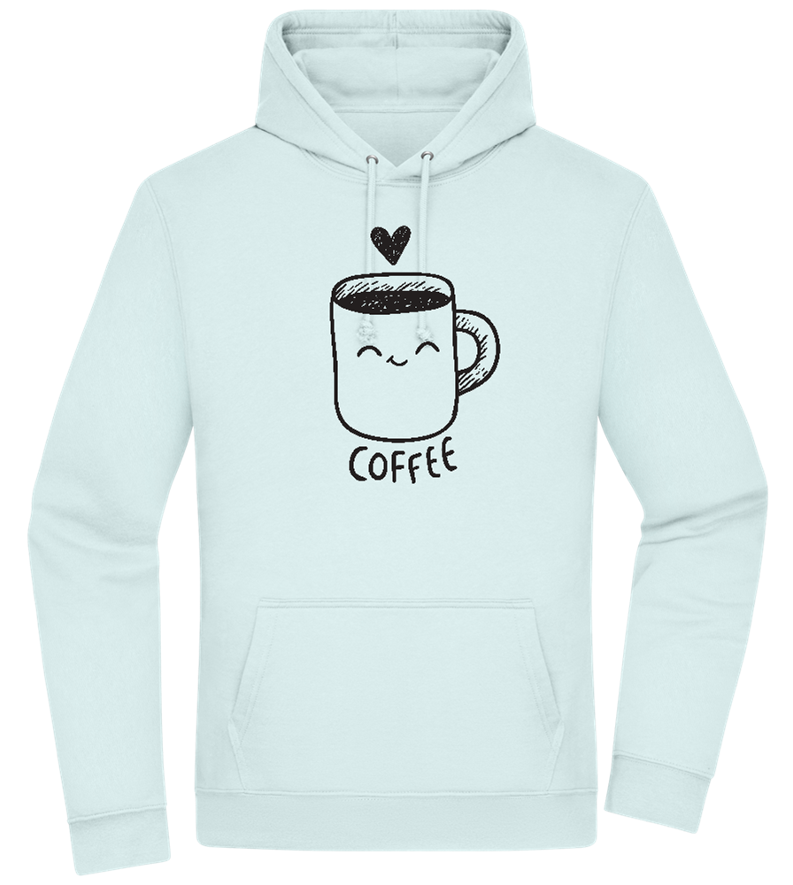 Smiling Coffee Design - Premium Essential Unisex Hoodie_ARCTIC BLUE_front