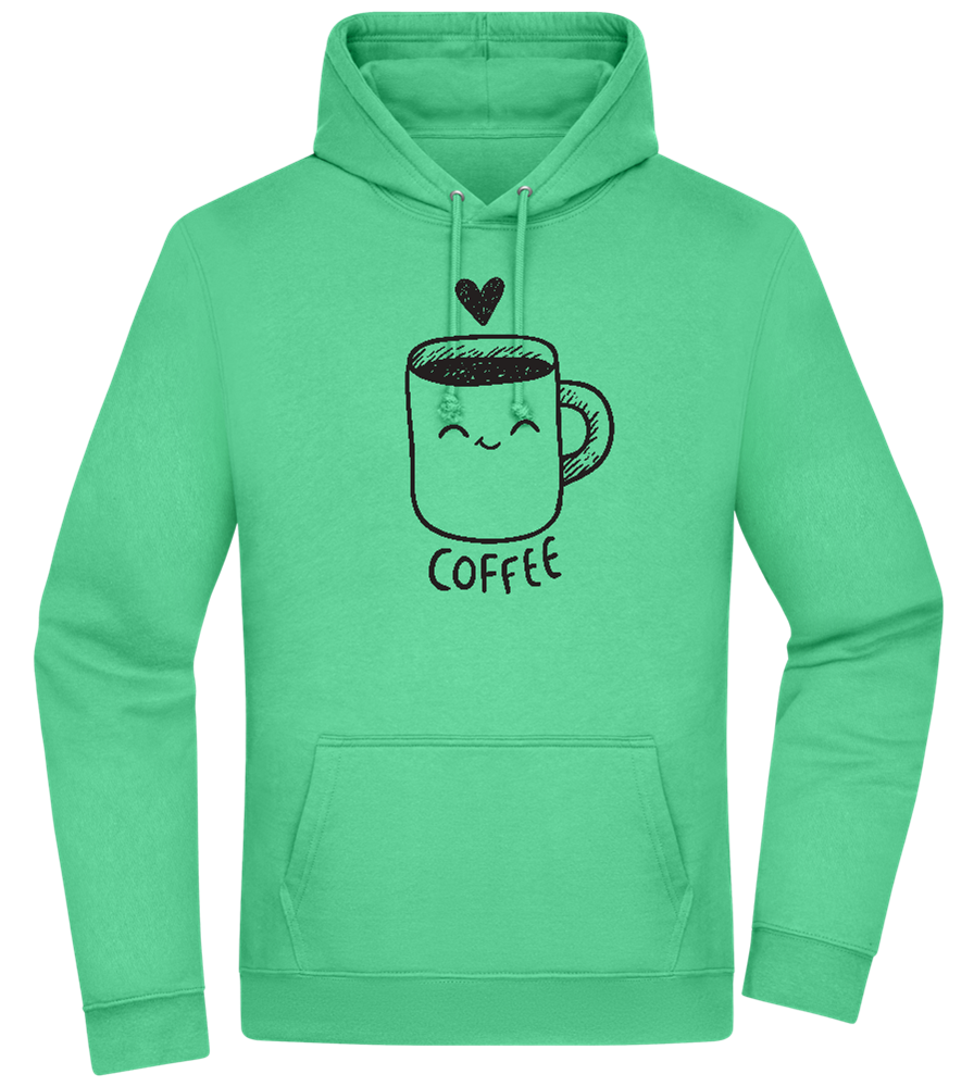 Smiling Coffee Design - Premium Essential Unisex Hoodie_SPRING GREEN_front