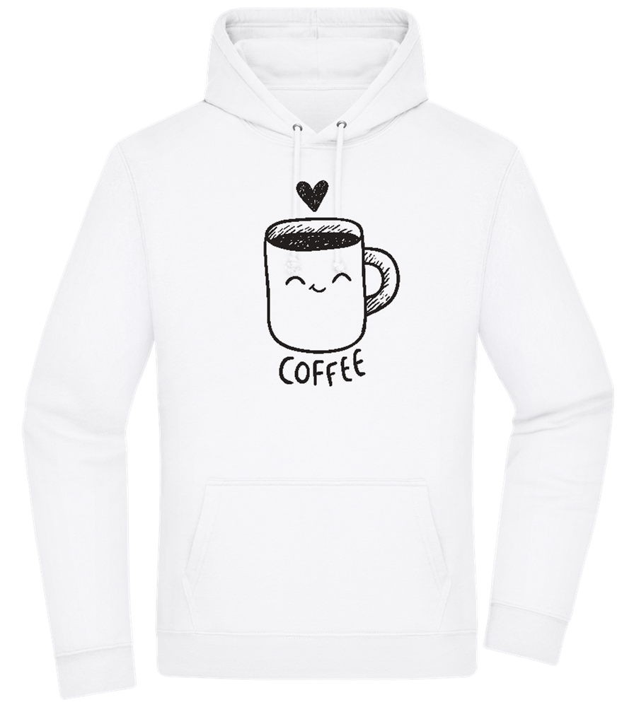 Smiling Coffee Design - Premium Essential Unisex Hoodie_WHITE_front