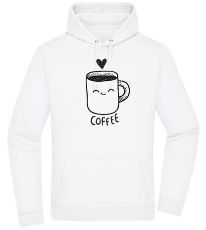 Smiling Coffee Design - Premium Essential Unisex Hoodie_WHITE_front