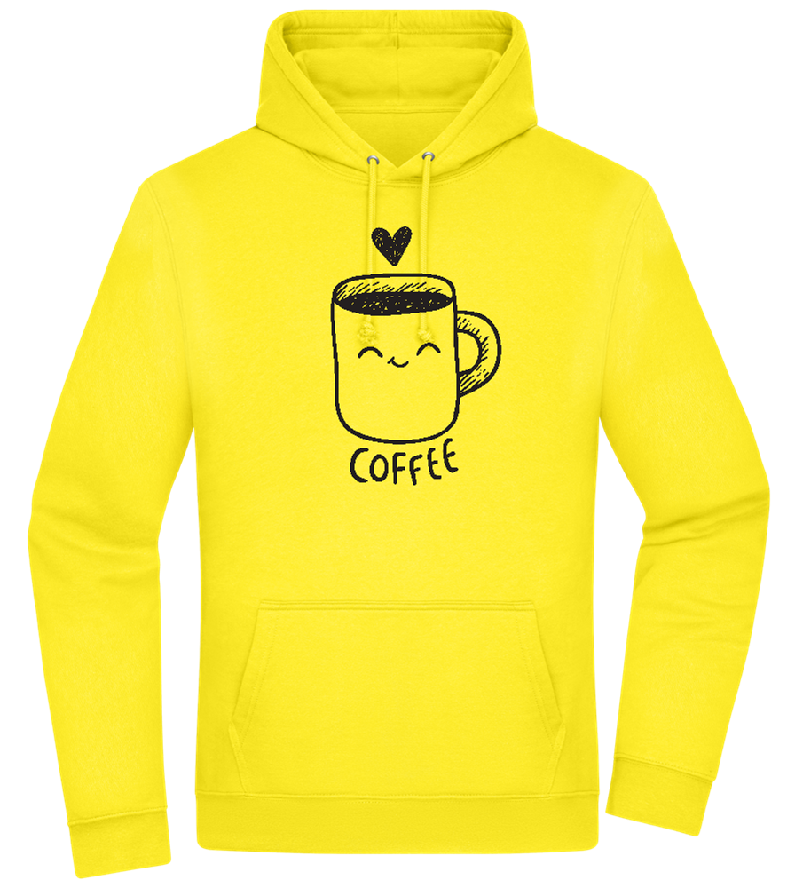 Smiling Coffee Design - Premium Essential Unisex Hoodie_YELLOW_front