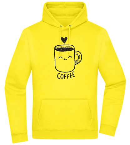 Smiling Coffee Design - Premium Essential Unisex Hoodie_YELLOW_front