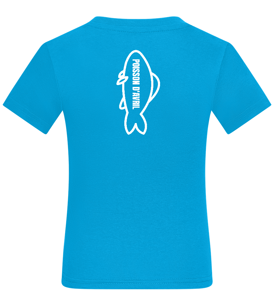 Design Poisson D'avril - Comfort kids fitted t-shirt_TURQUOISE_back