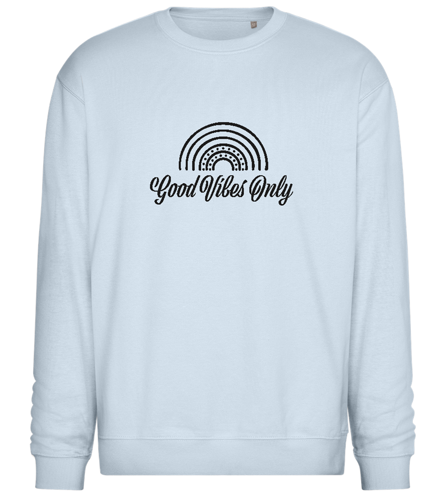 Good Vibes Only Rainbow Design - Comfort Essential Unisex Sweater_CREAMY BLUE_front