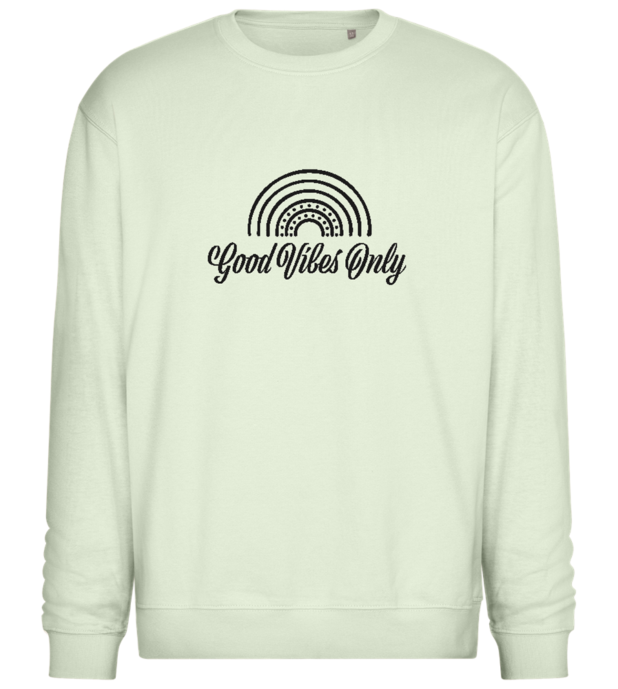 Good Vibes Only Rainbow Design - Comfort Essential Unisex Sweater_CREAMY GREEN_front