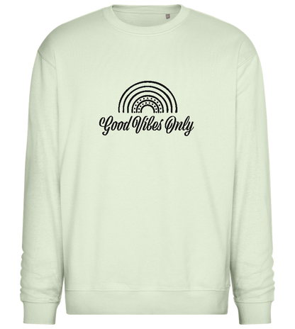 Good Vibes Only Rainbow Design - Comfort Essential Unisex Sweater_CREAMY GREEN_front