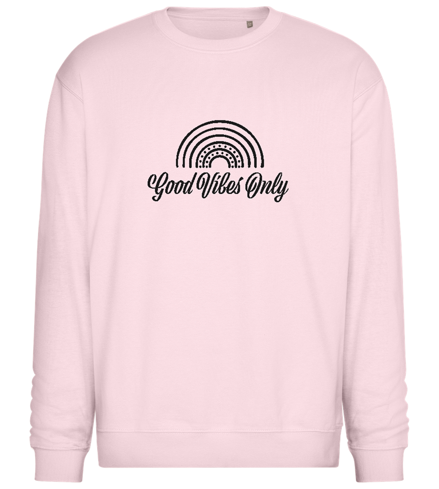 Good Vibes Only Rainbow Design - Comfort Essential Unisex Sweater_LIGHT PEACH ROSE_front