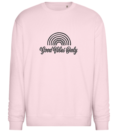 Good Vibes Only Rainbow Design - Comfort Essential Unisex Sweater_LIGHT PEACH ROSE_front