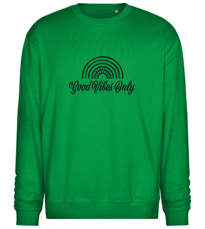 Good Vibes Only Rainbow Design - Comfort Essential Unisex Sweater_MEADOW GREEN_front