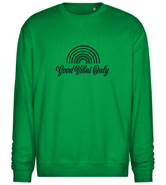 Good Vibes Only Rainbow Design - Comfort Essential Unisex Sweater_MEADOW GREEN_front