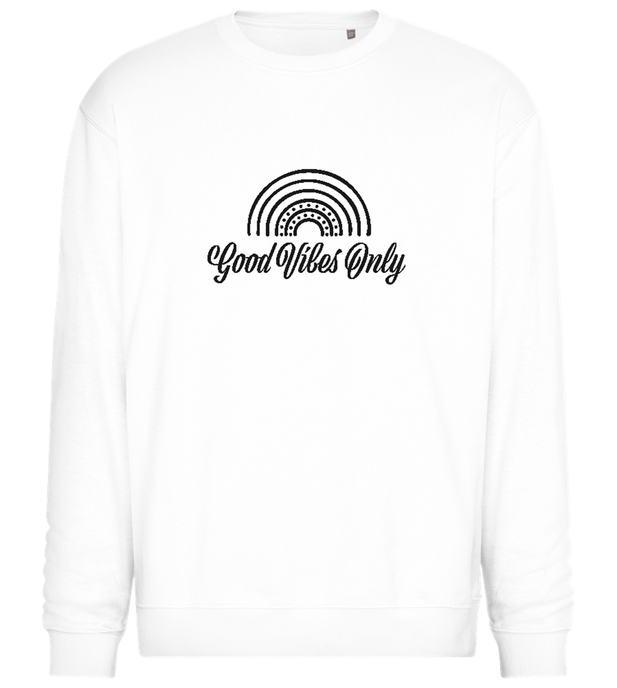 Good Vibes Only Rainbow Design - Comfort Essential Unisex Sweater_WHITE_front