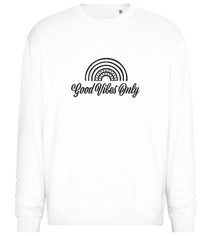 Good Vibes Only Rainbow Design - Comfort Essential Unisex Sweater_WHITE_front