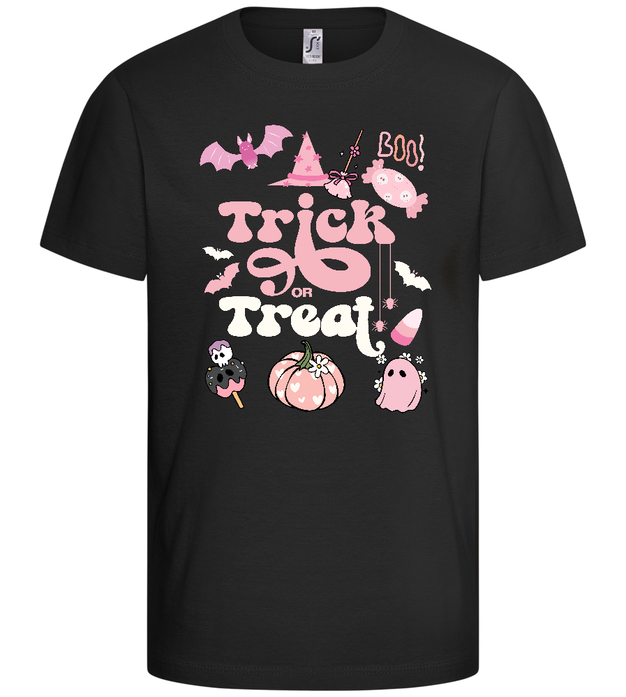 Cute Trick or Treat Design - Comfort kids fitted t-shirt_DEEP BLACK_front