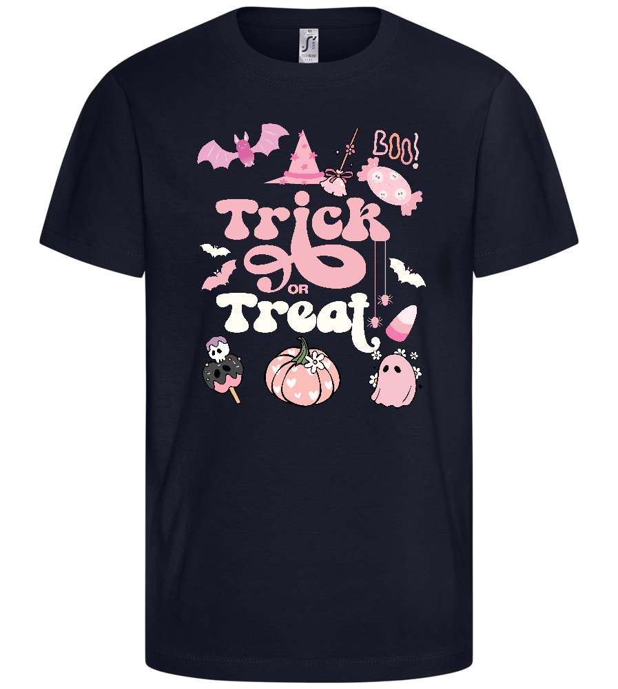 Cute Trick or Treat Design - Comfort kids fitted t-shirt_FRENCH NAVY_front