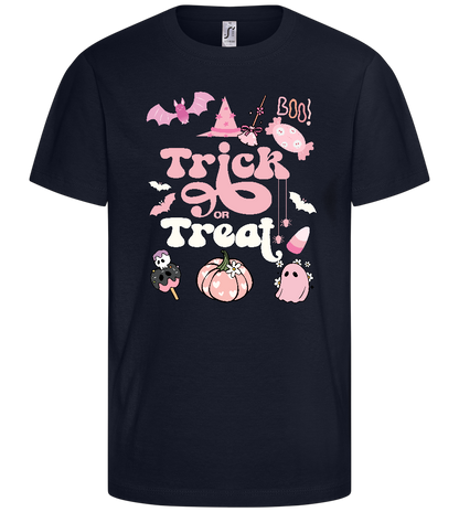 Cute Trick or Treat Design - Comfort kids fitted t-shirt_FRENCH NAVY_front