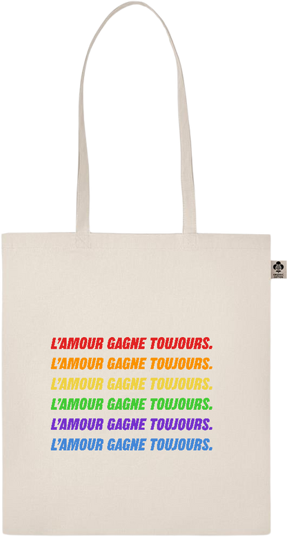 L'amour Gagne Toujours Design - Basic organic cotton shopping bag_BEIGE_front