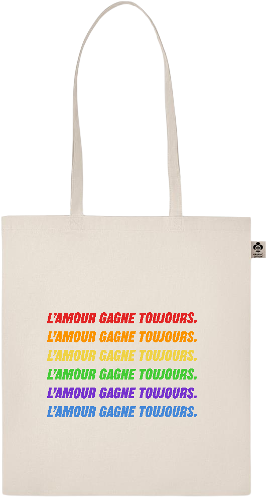 L'amour Gagne Toujours Design - Basic organic cotton shopping bag_BEIGE_front