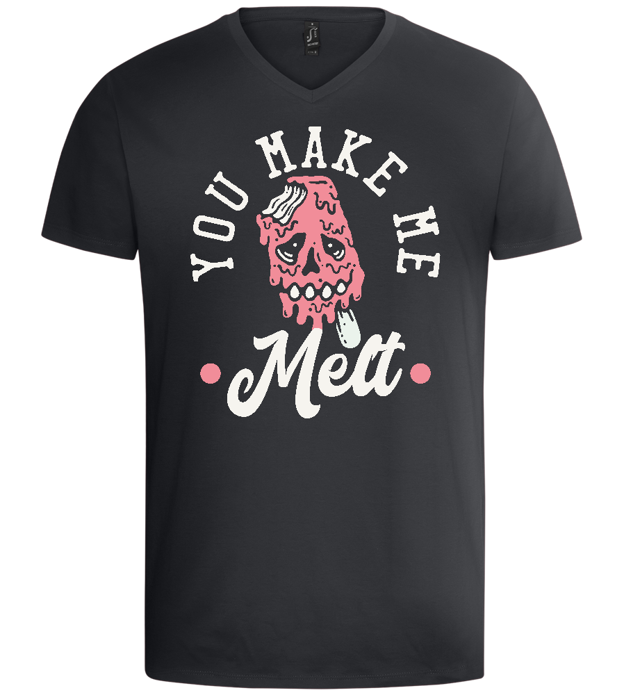 You Make Me Melt Ice Cream Design - Basic men's v-neck t-shirt_DARK GRAY_front