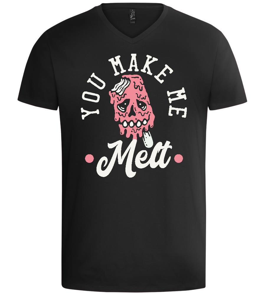 You Make Me Melt Ice Cream Design - Basic men's v-neck t-shirt_DEEP BLACK_front