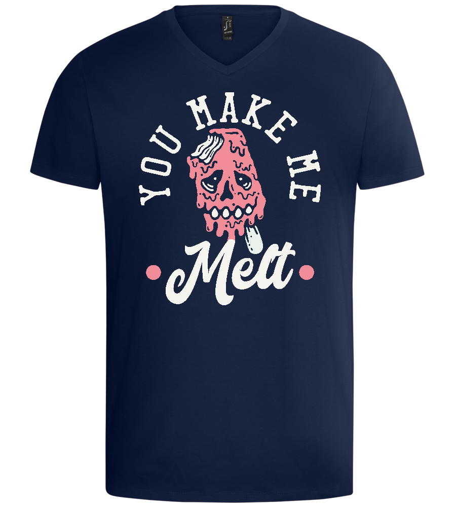 You Make Me Melt Ice Cream Design - Basic men's v-neck t-shirt_MARINE_front