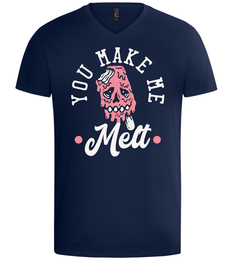 You Make Me Melt Ice Cream Design - Basic men's v-neck t-shirt_MARINE_front