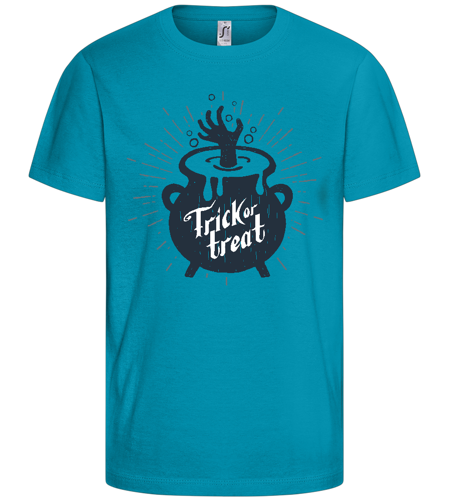 Trick or Treat Kettle Design - Comfort kids fitted t-shirt_TURQUOISE_front