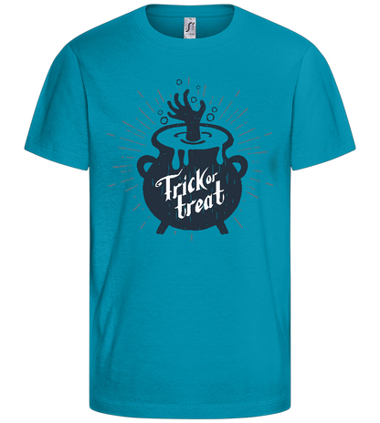 Trick or Treat Kettle Design - Comfort kids fitted t-shirt_TURQUOISE_front