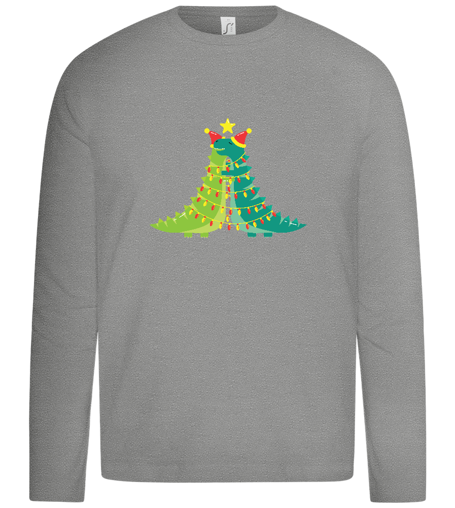 Dino Christmas Tree Design - Premium kids long sleeve t-shirt_ORION GREY_front